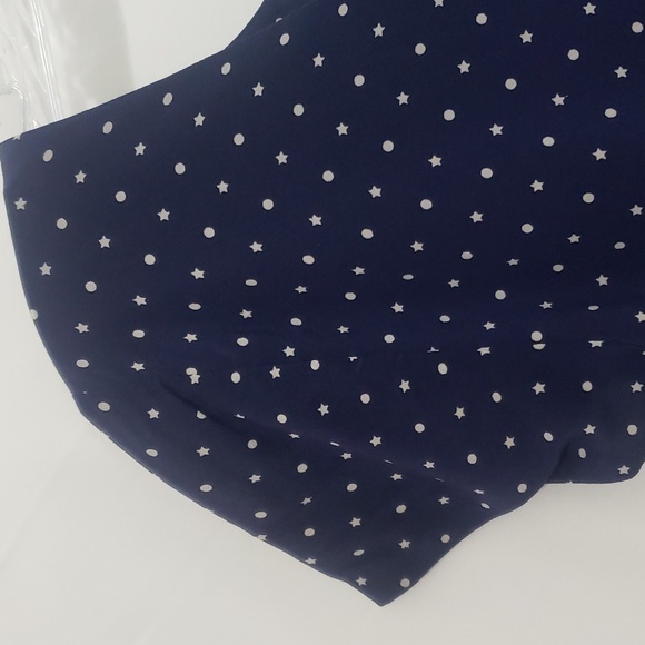 Madewell Silk Navy Stars & Dots Mini Dress Criss Cross Back & Pockets - Picture 5 of 9